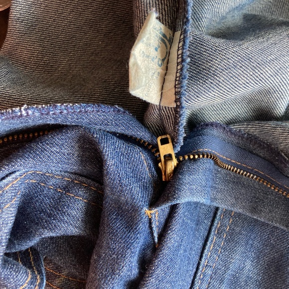 Vintage 70s Bell Bottom Jeans with Accent Stitching High Waisted Talon Zipper - Picture 5 of 5
